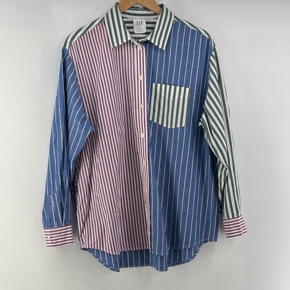 GAP The Big Shirt VTG Style Multi Color Striped Button Down Colorblock Medium M